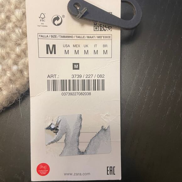 Zara Wool Blend Beret - Women Size M - Tan/Cream - Picture 3 of 3